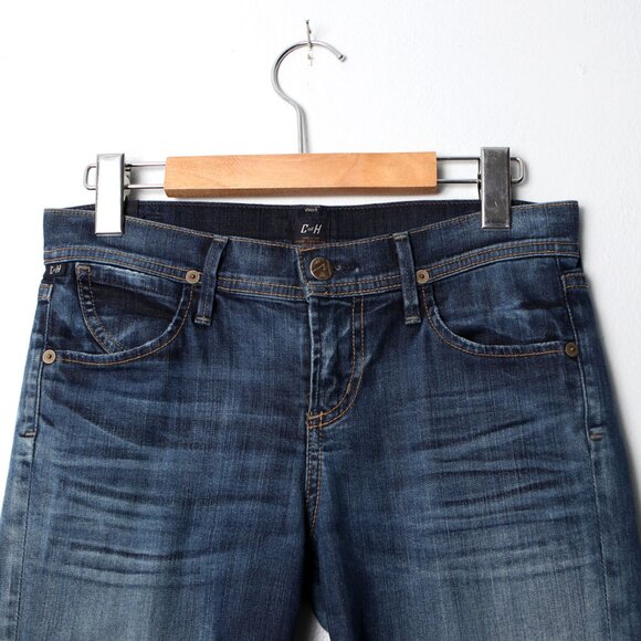 COH Citizens of Humanity DANI Cropped Straight Leg Jeans Raw Hem Dark Blue Denim - Picture 5 of 13
